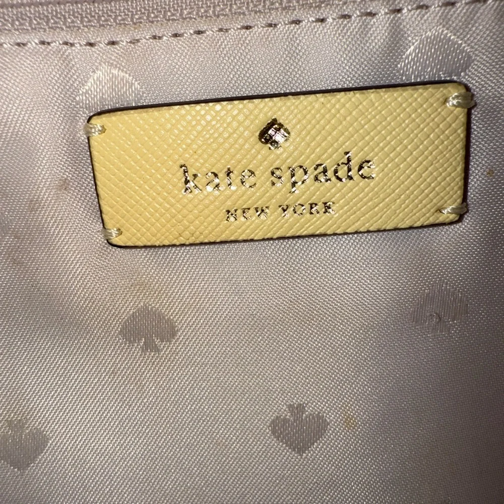 Kate Spade New York Light Yellow Dana Tote with Purple Floral Pansy Charm
